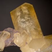 Calcite (Pineapple) on Fluorite