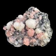 Rhodochrosite, calcite, quartz
