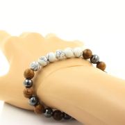 Howlite + Hematite + wood 8 mm beads Bracelet.