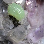 Amethyst with Prehnite, Calcite