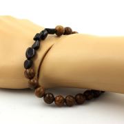 Hypersthene from Egypt + wood Bracelet 8 mm Beads.