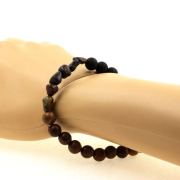 Pietersite from USA + Matte Black Onyx + wood Bracelet 8 mm Beads.