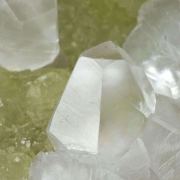 Calcite on Prehnite Cast After Anhydrite