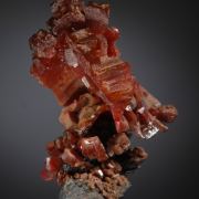 Vanadinite with Barite - large hoppered/branching cluster