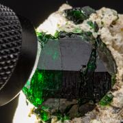 Chrome Tourmaline on Calcite