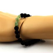 Green Apatite from Madagascar + Matte black Onyx Bracelet 8 mm Beads.