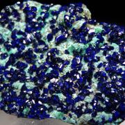 Azurite, Chlorargyrite on Malachite