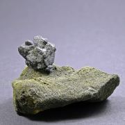 Stannite (twin) on Boulangerite - San Jose Mine, Oruro, Bolivia