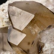 Uranomicrolite halos in Quartz with Tourmaline