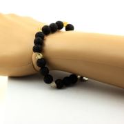 Citrine from Brazil + Lava 8 mm beads Bracelet.