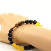 Tiger's Eye from South Africa + Yellow Agate + Black Agate 8 mm beads Bracelet.