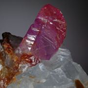 Corundum var. Ruby on Calcite with Phlogopite