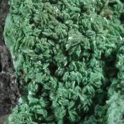 Olivenite (Zn-rich) with Malachite, Mottramite on Cuprite