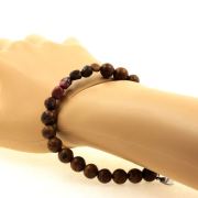 Rhodochrosite from Brazil + wood Bracelet 8 mm Beads.