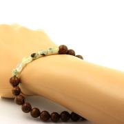 Prehnite from Canada + wood 8 mm beads Bracelet.