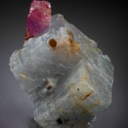 Corundum var. Ruby on Calcite with Phlogopite