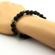 Nephrite Jade from Xiuyan China + Lava Bracelet 8 mm Beads.