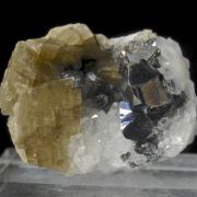 Bournonite with Siderite on Quartz - classic German
