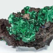 Malachite after Azurite on Goethite