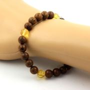 Citrine + Wood Bracelet 8 mm Beads.