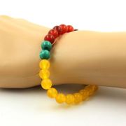 Malachite from Congo + Red Agate + Yellow Agate Bracelet 8 mm Beads.