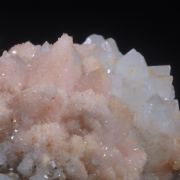 Quartz on Rhodochrosite on Calcite 