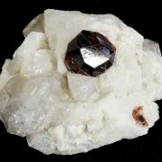 Spessartine with Quartz on Microcline