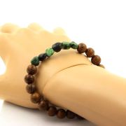 Epidote from Myanmar (Burma) + wood 8 mm beads Bracelet.