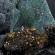 Chrysocolla ps after Malachite after Azurite with Wulfenite