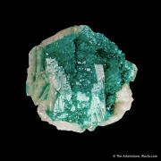 Dioptase on and included in Calcite