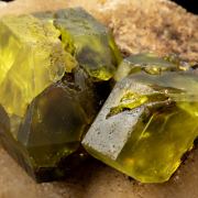Large Sulphur Crystals on Aragonite