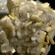 Wulfenite (fluorescent) with Galena, Calcite etc.