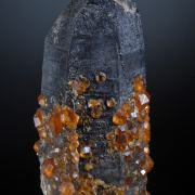 Spessartine on Smoky Quartz