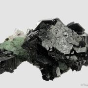 Babingtonite and Prehnite on Quartz