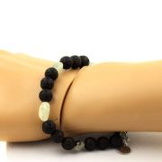 Prehnite from Canada + Lava Bracelet 8 mm Beads.