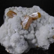 Wulfenite on Gypsum and Calcite