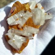 Barite with Realgar on Orpiment