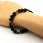 African Turquoise from Africa + Lava Bracelet 8 mm Beads.