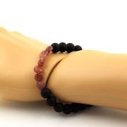 Ruby from Brazil + Matte Black Onyx Bracelet 8 mm Beads.