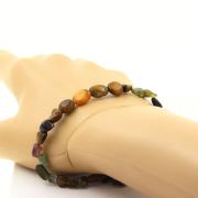 Multicolor Tourmaline from Brazil + Tiger's Eye from South Africa Bracelet. Customizable Size