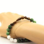 Boulder Opal from Australia + Epidote from Australia + Selenite from Morocco 8 mm beads Bracelet.