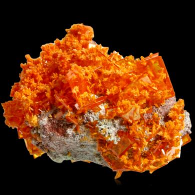 Wulfenite with Mimetite on Chrysocolla