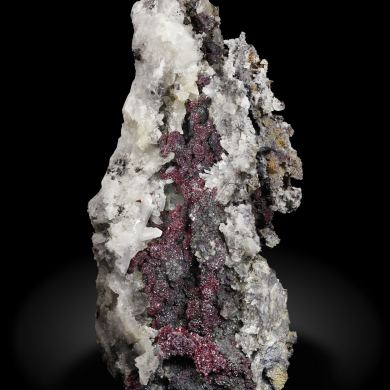 Proustite with Silver, Acanthite and Quartz