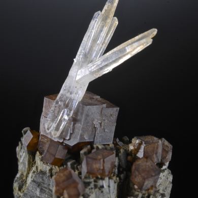 Andradite and Quartz on Hedenbergite