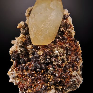 Calcite with Sphalerite (ruby jack), and Dolomite, Pyrite etc.
