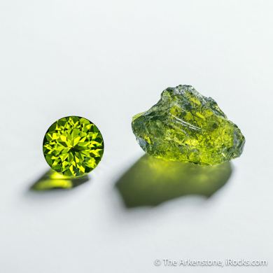 Forsterite var. Peridot (Rough 40.41 ct & Cut 8.35 ct)