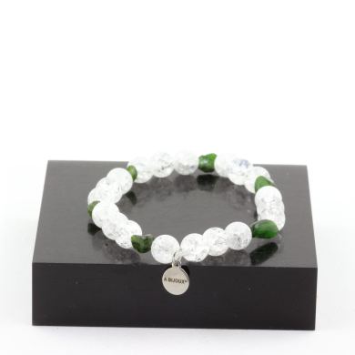 Diopside from Brazil + Cracked Quartz from Brazil 8 mm beads Bracelet.