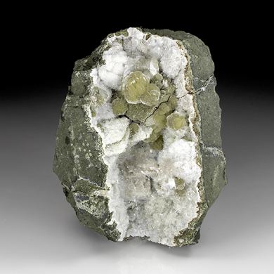 Gyrolite with Calcite, Quartz