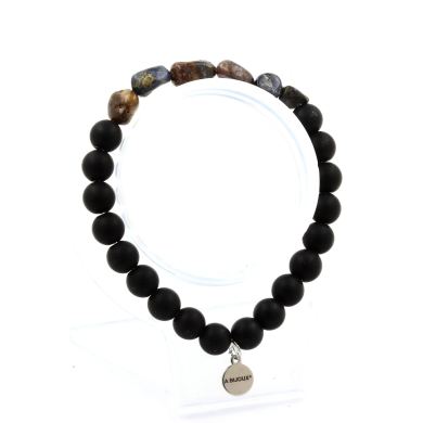 Pietersite from USA + Matte Black Onyx Bracelet 8 mm Beads.