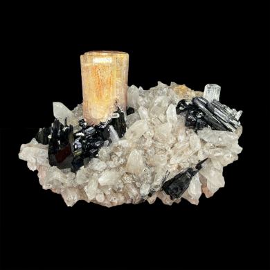 Beryl var. goshenite, tourmaline, quartz